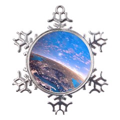 Earth Blue Galaxy Sky Space Metal Large Snowflake Ornament by Cemarart