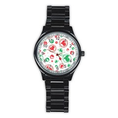Christmas-texture-mapping-pattern-christmas-pattern-1bb24435f024a2a0b338c323e4cb4c29 Stainless Steel Round Watch