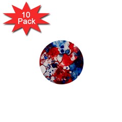 Red White And Blue Alcohol Ink France Patriotic Flag Colors Alcohol Ink  1  Mini Buttons (10 Pack) 