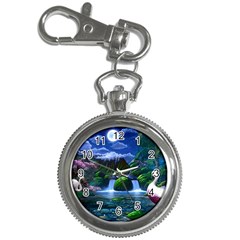 Flamingo Paradise Scenic Bird Fantasy Moon Paradise Waterfall Magical Nature Key Chain Watches by Ndabl3x