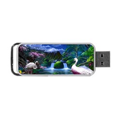 Flamingo Paradise Scenic Bird Fantasy Moon Paradise Waterfall Magical Nature Portable Usb Flash (one Side)