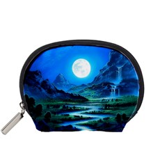 Bright Full Moon Painting Landscapes Scenery Nature Accessory Pouch (small) by Ndabl3x