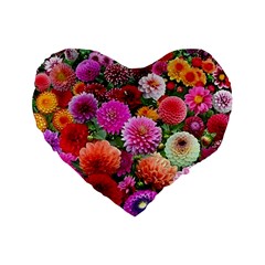 Flowers Colorful Garden Nature Standard 16  Premium Heart Shape Cushions