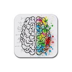 Brain Mind Psychology Idea Drawing Short Overalls Rubber Coaster (square) by Azkajaya