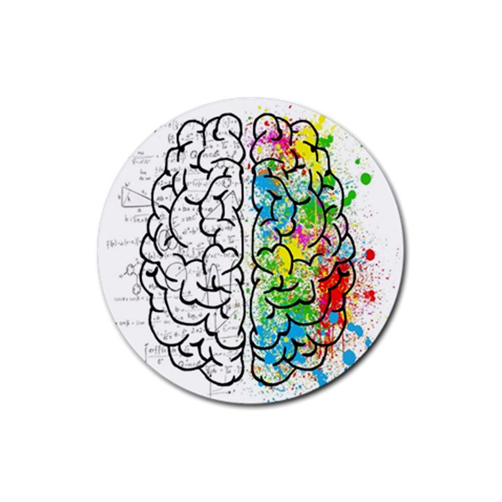 Brain Mind Psychology Idea Drawing Short Overalls Rubber Round Coaster (4 pack)