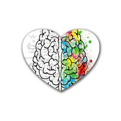 Brain Mind Psychology Idea Drawing Short Overalls Rubber Coaster (heart) by Azkajaya