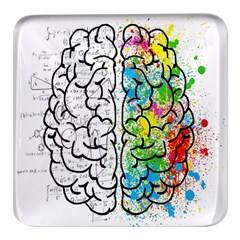 Brain Mind Psychology Idea Drawing Short Overalls Square Glass Fridge Magnet (4 Pack)