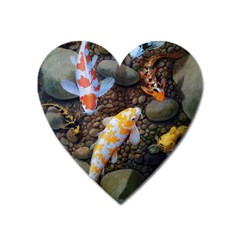 Koi Fish Clown Pool Stone Heart Magnet by Cemarart