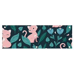 Cat Cute Flowers Leaves Pattern Banner And Sign 6  X 2  by Grandong