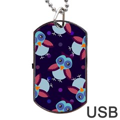 Owl Pattern Background Dog Tag Usb Flash (one Side)