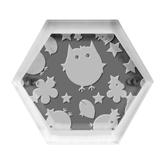 Owl Stars Pattern Background Hexagon Wood Jewelry Box by Grandong