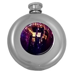 Tardis Regeneration Art Doctor Who Paint Purple Sci Fi Space Star Time Machine Round Hip Flask (5 Oz) by Cemarart
