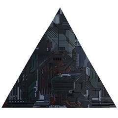 Abstract Tech Computer Motherboard Technology Wooden Puzzle Triangle by Cemarart