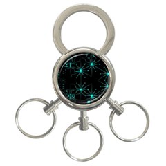 Space Time Abstract Pattern Alien Dark Green Pattern 3-ring Key Chain by Cemarart