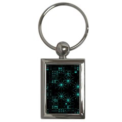 Space Time Abstract Pattern Alien Dark Green Pattern Key Chain (rectangle) by Cemarart
