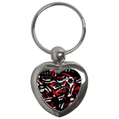 Shape Line Red Black Abstraction Key Chain (heart) by Cemarart