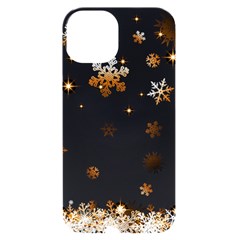 Golden-snowflake Iphone 14 Black Uv Print Case by saad11