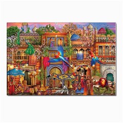 Arabian Street Art Colorful Peacock Tiger Man Parrot Horse Dancer Fantasy Postcards 5  X 7  (pkg Of 10) by Cemarart