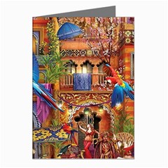 Arabian Street Art Colorful Peacock Tiger Man Parrot Horse Dancer Fantasy Greeting Cards (pkg Of 8) by Cemarart