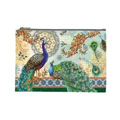 Royal Peacock Feather Art Fantasy Cosmetic Bag (large) by Cemarart