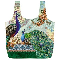 Royal Peacock Feather Art Fantasy Full Print Recycle Bag (xl) by Cemarart