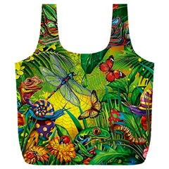 The Chameleon Colorful Mushroom Jungle Flower Insect Summer Dragonfly Full Print Recycle Bag (xxxl) by Cemarart