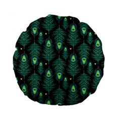 Peacock Pattern Standard 15  Premium Flano Round Cushions by Cemarart
