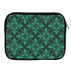 Green Damask Pattern Vintage Floral Pattern, Green Vintage Apple Ipad 2/3/4 Zipper Cases by nateshop