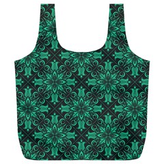 Green Damask Pattern Vintage Floral Pattern, Green Vintage Full Print Recycle Bag (xl) by nateshop