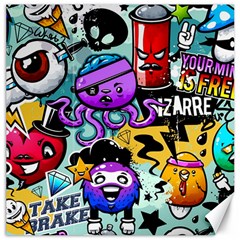 Cartoon Graffiti, Art, Black, Colorful Canvas 16  X 16 