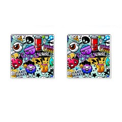 Cartoon Graffiti, Art, Black, Colorful Cufflinks (square) by nateshop