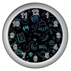 Cartoon, Skull, Dark, Dead Wall Clock (silver) by nateshop