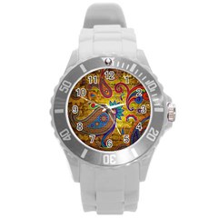 Pattern, Abstract Pattern, Colorful, Round Plastic Sport Watch (l) by nateshop