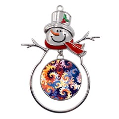 Spirals, Colorful, Pattern, Patterns, Twisted Metal Snowman Ornament by nateshop