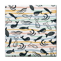 Seamless Vector Pattern With Little Cute Fish Cartoon Face Towel by Cemarart