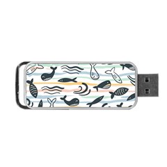 Seamless Vector Pattern With Little Cute Fish Cartoon Portable Usb Flash (one Side) by Cemarart