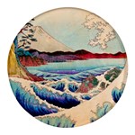 Wave Japanese Mount Fuji Round Glass Fridge Magnet (4 pack)