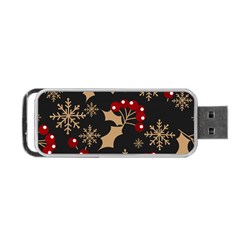 Christmas Pattern With Snowflakes Berries Portable Usb Flash (one Side)