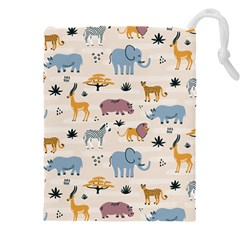 Wild Animals Seamless Pattern Drawstring Pouch (5xl) by Ndabl3x