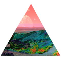 Unicorn Valley Aesthetic Clouds Landscape Mountain Nature Pop Art Surrealism Retrowave Wooden Puzzle Triangle by Cemarart