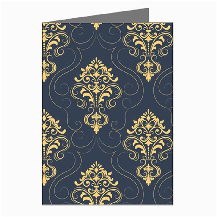 Floral Damask Pattern Texture, Damask Retro Background Greeting Cards (Pkg of 8)