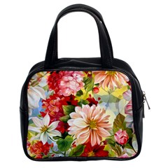 Painted Flowers Texture, Floral Background Classic Handbag (two Sides) by nateshop