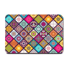 Pattern, Colorful, Floral, Patter, Texture, Tiles Small Doormat by nateshop