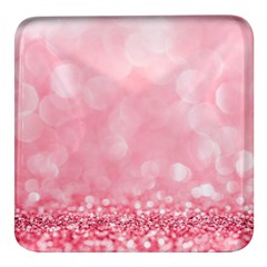 Pink Glitter Background Square Glass Fridge Magnet (4 Pack)