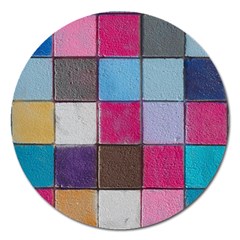 Tile, Colorful, Squares, Texture Magnet 5  (round) by nateshop