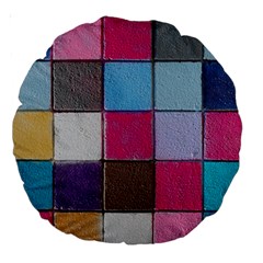 Tile, Colorful, Squares, Texture Large 18  Premium Round Cushions by nateshop