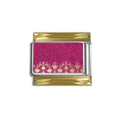 Vintage Pink Texture, Floral Design, Floral Texture Patterns, Gold Trim Italian Charm (9mm) by nateshop