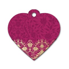 Vintage Pink Texture, Floral Design, Floral Texture Patterns, Dog Tag Heart (two Sides) by nateshop