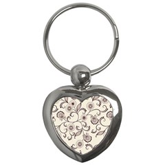 Violet Vintage Background, Floral Ornaments, Floral Patterns Key Chain (heart) by nateshop