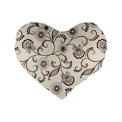 Violet Vintage Background, Floral Ornaments, Floral Patterns Standard 16  Premium Flano Heart Shape Cushions by nateshop